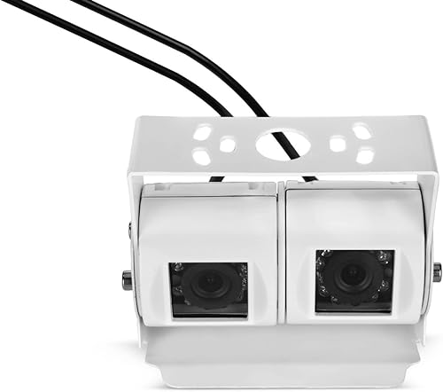 Kesafe KN101CM - Telecamera posteriore con doppia lente e CCD a colori, visione notturna, grandangolare, con connettore a 4 pin (bianco) - Fashionser