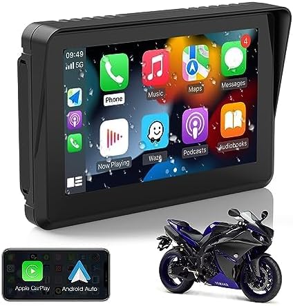 Display touchscreen premium CARabc DB601 da 6'' per moto BMW, CarPlay wireless e Android Auto, impermeabile IP68, GPS integrato, Wi-Fi 5G, supporto Siri e Google Assistant (moto-UK) - Fashionser
