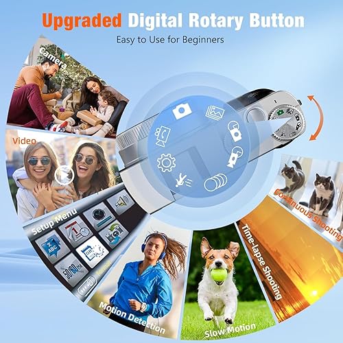 4K Macchina Fotografica Digitale 48MP Autofocus Scheda 32G Mirino Ottico Fotocamera Digitale Compatta Zoom 16x Flash Facile da Usare Principiante 2 Batteria Ricaricabile - Fashionser