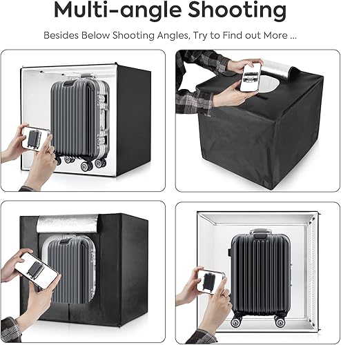 Heorryn Set di tende luminose per studio fotografico, 100 x 100 x 100 cm, con 384 luci a LED e 3 sfondi di colore per fotografia - Fashionser