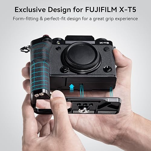 SMALLRIG X-T5 Impugnatura a Forma di L per FUJIFILM X-T5 (NERO), Piastra a Sgancio Rapido Integrata per Arca, Impugnatura Ergonomica in Silicone, Pulsante dell'Otturatore - 4260 - Fashionser