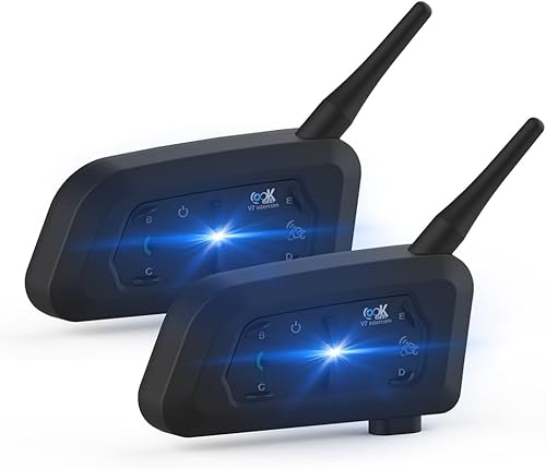 OBEST Interfono Moto,Auricolare Casco Moto,Bluetooth 5.1,Supporto per la Connessione Fino a 7 Motociclisti Entro 700m, Collegamento con EUC/saferiding app,Adatto per Ciclismo, Sci - Fashionser