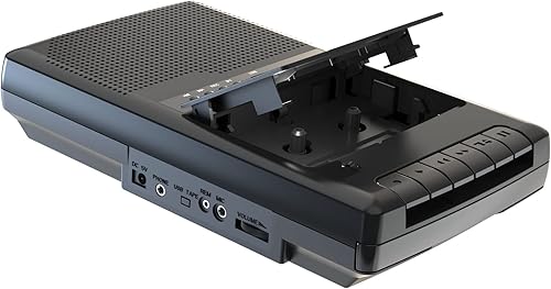 Reproductor Cassette Portatile Lettore Cassette Audio Registratore di Nastri Digitalizza su USB con Maniglia, Cuffie, Microfono, Altoparlante - Fashionser