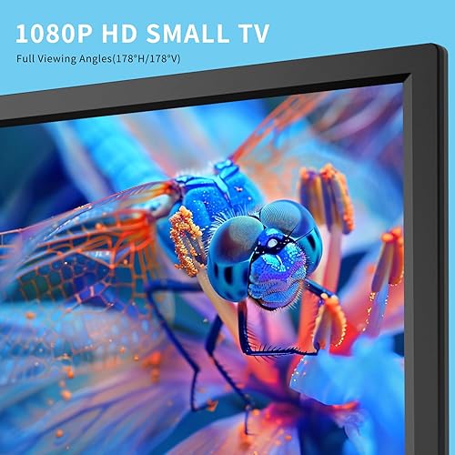 TV digitale 16 pollici Freeview, sintonizzatore DVB-T2, ingresso AV, HDMI/VGA, slot USB, alimentazione da auto (12 Volt) o da rete elettrica, telecomando，H.265 - Fashionser