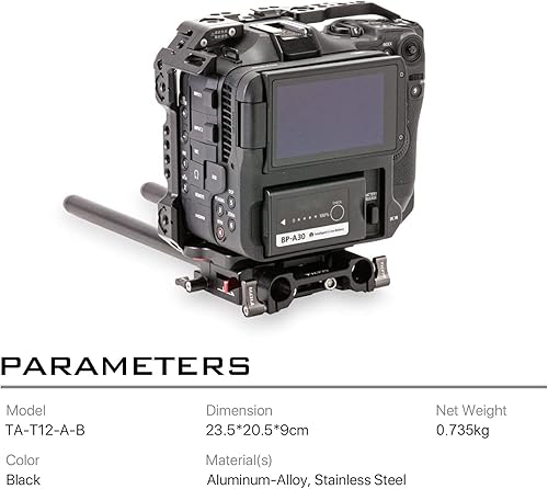 Tilta - Kit leggero compatibile con C70 Movie Video Making Camrera Rig Full Camera Cage Baseplate compatibile con EOS C70 videocamera stabilizzatore - nero TA-T12-A-B - Fashionser