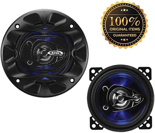 2 altoparlanti compatibile con BOSS AUDIO SYSTEMS BE423 BE 423 coassiali 3 vie da 10,00 cm 100 mm 4' di diametro da 112 watt rms e 225 watt max 4 ohm 90 db con led blu e sospensione in gomma, a coppia - Fashionser