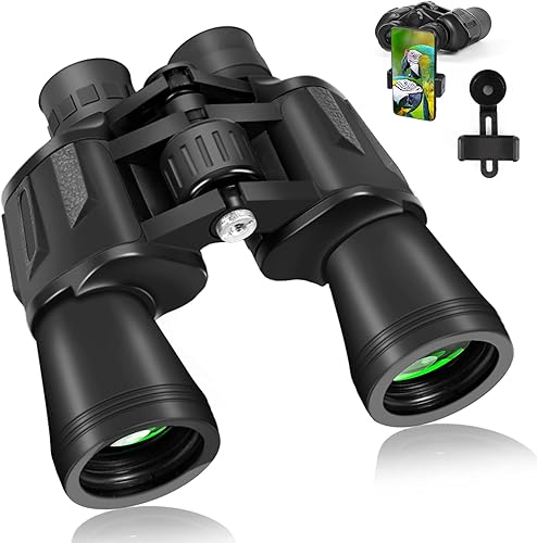 Hacos Binocolo Professionale per Adulti 20 x 50,Prisma BAK e Obiettivo FMC,Portatile HD Binocolo con adattatore per smartphone,per Adulti per il Birdwatching,Concerti,Caccia,Viaggi,Eventi Sportivi - Fashionser