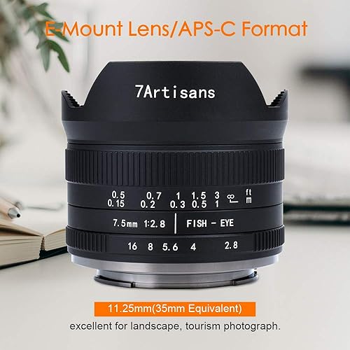 7artisans 7.5mm F2.8 II V2.0 APS-C Obiettivo Fisheye Compatibile con Sony Fotocamere E Mount NEX-5N NEX-7 NEX-3N NEX-5T a3000 a5000 a6000 a3500 a5100 a6300 a6500 - Fashionser