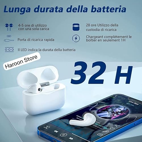 Cuffie Bluetooth Wireless con Custodia di Ricarica – Impermeabili, Riduzione del Rumore, Design Elegante - Fashionser