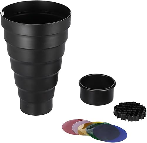 Andoer Elinchrom Snoot con Griglia e Gel Colorato per Elinchrom / Impact EX / Calumet Genesis / Interfit EX Flash Stroboscopico - Fashionser