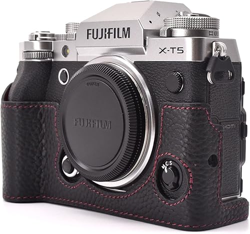 Fuji XT5 - Custodia in vera pelle di qualità per fotocamera digitale Fujifilm X-T5, custodia protettiva per Fuji XT5 X-T5, Nero , Beauty Case - Fashionser