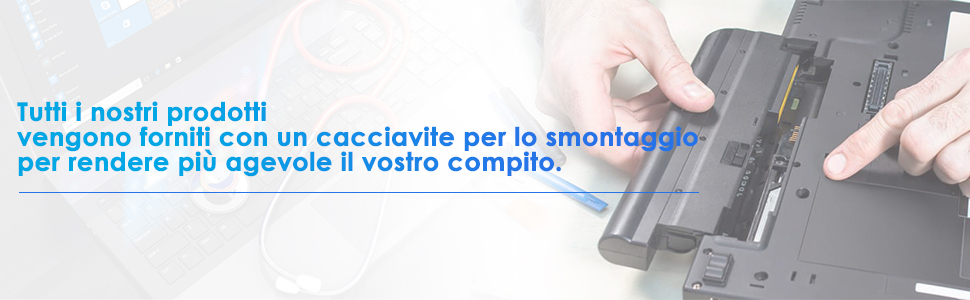 Il prodotto è dotato di un cacciavite che consente di rimuovere e installare la batteria.