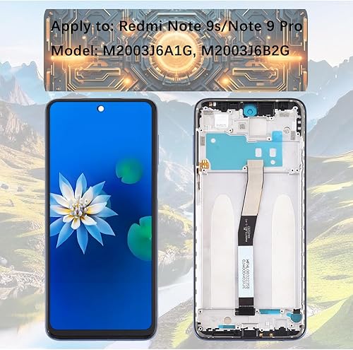 H&LYCYJ Schermo display per Xiaomi Redmi Note 9s/Note 9 Pro M2003J6A1G M2003J6B2G LCD di ricambio Assembly Kit (grigio con cornice) - Fashionser
