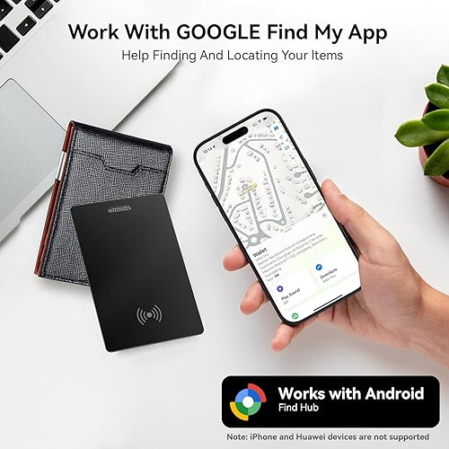 Android Air Tag Carta Wallet Tracker Thin 1.8MM,Smart Tag Card Funzioni Trova di Google (solo Android) localizzatore gps per Android IP68 Impermeabile Bluetooth tracker per Portafogli, Passaporti - Fashionser