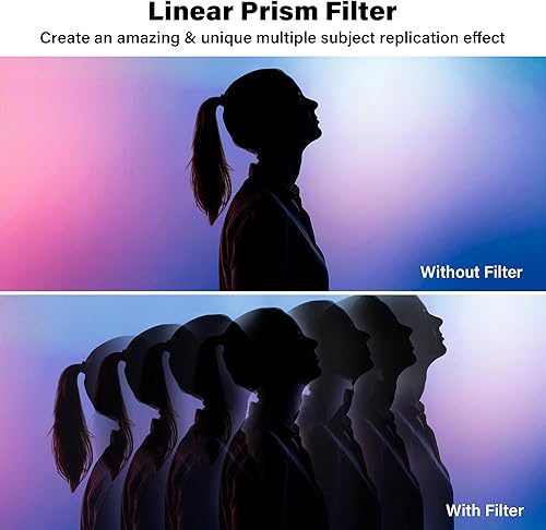 Walking Way 49mm Filtro Prisma Lineare per Obiettivi Fotografici Creativi Fotografia Materiale Premium con Sfocatura del Primo Piano e Effetti di Immagine Ripetitiva Disponibile in Varie Dimensioni - Fashionser