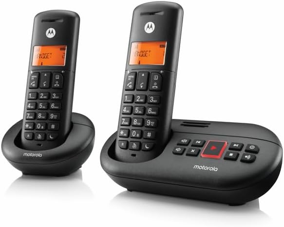 Motorola Voice - E212 2 Telefoni Cordless Digitali con Segreteria Telefonica, Fino a 12 Minuti di Registrazione Segreteria, Intercettazione Chiamate, Tasto Non Disturbare, Nero - Fashionser