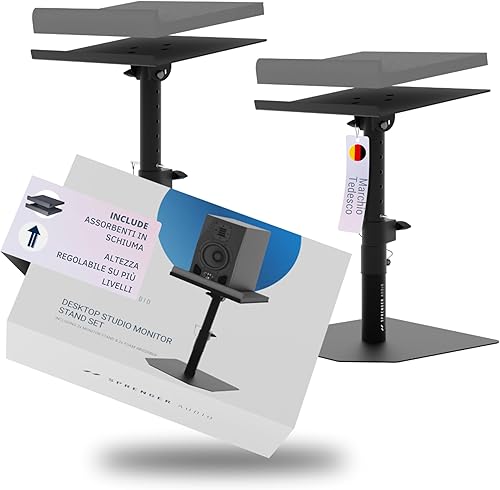 supporto per casse robusto – Set con assorbitore in gommapiuma, inclinabile ±20°, capacità fino a 28 kg – ideale per scrivania, studio di registrazione o tavolo da DJ - Fashionser