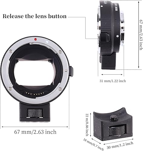 Hersmay Auto Focus EF-NEX - Adattatore per obiettivo Canon EF/EF-S per fotocamere Sony E Mount A7IV A7RIV A7C A9 A7SIII A6300 NEX 7/6/5N/A7 II A7R A7RII A7SII (Firmware aggiornabile) - Fashionser