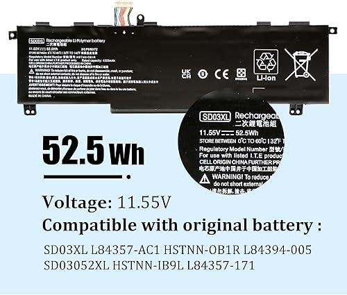 BLESYS SD03XL Batteria per HP L84357-AC1 HSTNN-OB1R L84394-005 SD03052XL HSTNN-IB9L L84357-171 - Fashionser