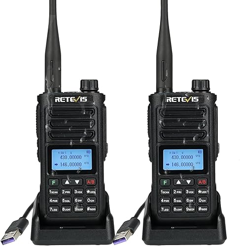 Retevis RA89 Ham Radio, Alta Potenza, Impermeabile IP68, Radioamatoriale Dual Band, VFO, Batteria 2500mAh, Walkie-talkie Ricaricabile di USB A-C per il Salvataggio di Emergenza (2 Pezzi, Nero) - Fashionser