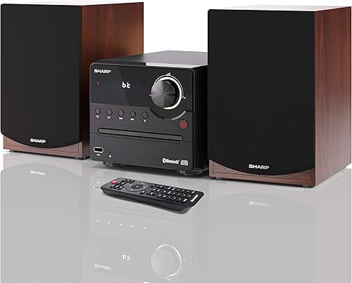 SHARP XL-B512 (BR) - Sistema audio stereo (45 Watt, radio con sintonizzatore FM, Bluetooth), colore: marrone - Fashionser