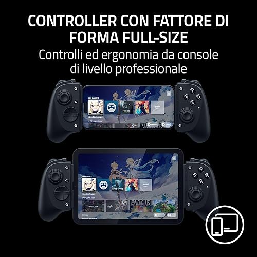 Razer Kishi V3 Pro - Controller a gaming USB-C iPhone, smartphone Android e mini tablet fino a 8' - Plug and Play - TMR Stick analogici (12 pulsanti - Sensa HD haptics, app Nexus) Nero - Fashionser