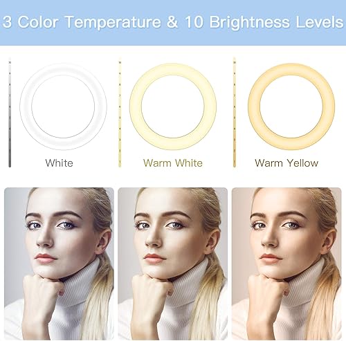 AGPTEK Luce Anello LED 10,2 Pollici Luce per Tik Tok Selfie Ring Light Treppiede 135cm Bluetooth Telecomando Lampada per Fotografica Video Youtube 3 Colori Chiari 10 Livelli di Luminoso Dimmerabile - Fashionser