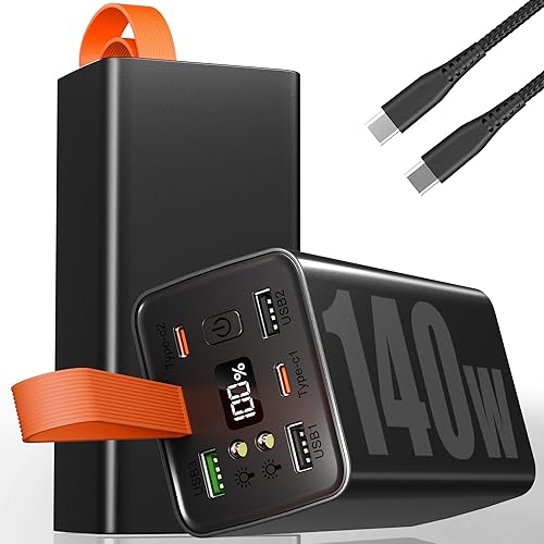 140W Power Bank 70000mAh:grande Batteria Esterna Portatile con Ricarica Rapida Powerbank PD3.1 QC4.0, 5 Uscite USB-C, Display LED e Torcia – Ideale per Laptop Smartphone Tablet Viaggi e Outdoor - Fashionser