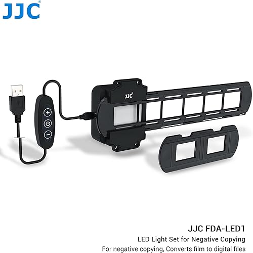 JJC Slide & Film Remake, Con 1 Supporto Per Diapositiva da 35 mm, 1 Supporto Per Pllicola e Luce LED, 10 Livelli di Luci LED 6500K per La Copia Negativa - Fashionser