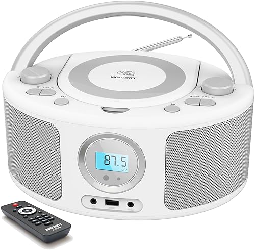 Radio Portatili Boombox con Bluetooth, Telecomando, Lettore CD Stereo con Radio FM, Ingresso Blue Tooth, USB, AUX-IN,Compatibile CD-R/CD-RW,AC o Alimentato a Batteria - Fashionser