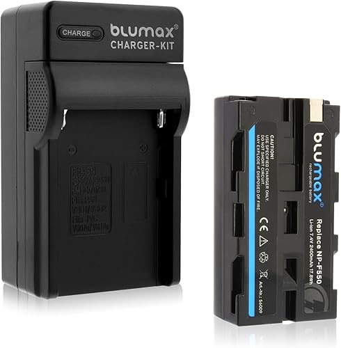 2 batterie Blumax compatibili con Sony NP-F550 / NP-F530 / NP-F570 | 3500 mAh – celle LG (Blackmagic NP-F570) – anche per vari dispositivi flash, luci video monitor di campo - Fashionser