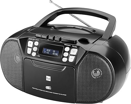 Dual DAB-P 210 Radio a cassette con CD – DAB(+)/radio FM – Boombox – lettore CD – altoparlante stereo – porta USB – ingresso AUX – funzionamento a batteria – portatile, colorato - Fashionser