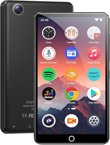 Lettore MP3 da 80 GB con Bluetooth e WiFi, Mp3 e Mp4 Musicale Lettore con Fotocamera, MP3 Player Schermo Tattile da 4.02 pollici, Lettore MP4 Android Portatile con Spotify, Audible, app Play Store - Fashionser