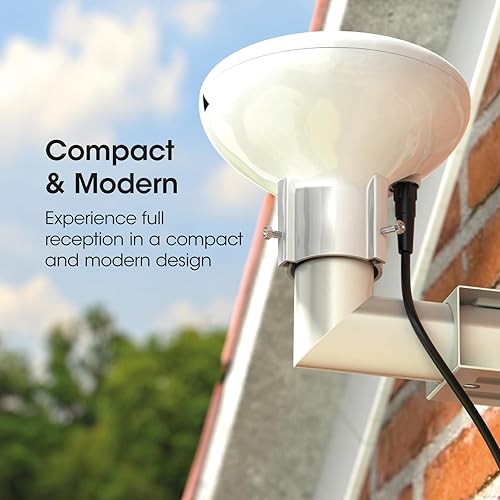 Antenna TV esterna TNT Kit Completo Amplificato Potente Omnidirezionale 360° con Filtro 4G LTE per HD/DVB-T/VHF/UHF, Digitale e Analogico - Fashionser