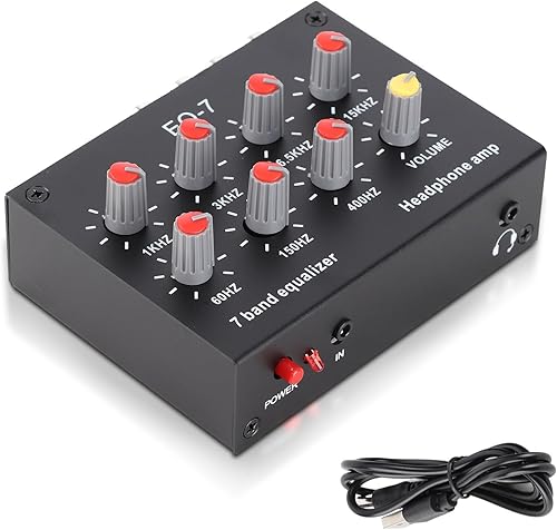 Equalizzatore Digitale a 7 Bande, Regolazione Bassi Alti 12dB, Doppio Canale con Chip Originali TI/ST, Compatibile con Cuffie, Equalizzatore Audio per Auto in Lega di Alluminio - Fashionser