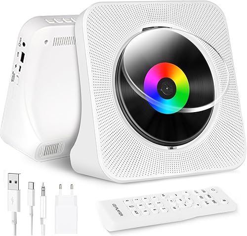 Lettore CD Portatile HIFI, lettore CD Bluetooth musicale domestico/lettore USB/radio FM/timer, display LCD, copertura antipolvere, lettore musicale a riproduzione verticale - Fashionser