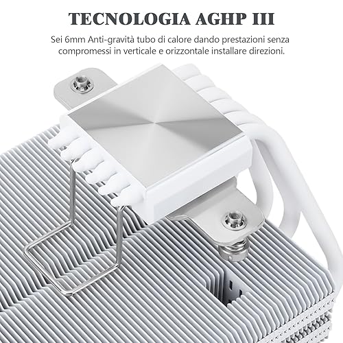 TR SI-100 WHITE ARGB CPU, tubi di calore 6 × 6 mm, raffreddamento del processore a ventola silenziosa PWM 120 mm con cuscinetto S-FDB V2.0, tecnologia AGHP 3.0, per AMD AM4 AM5/Intel - Fashionser