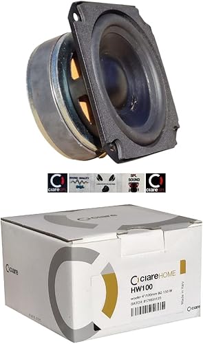 1 WOOFER CIARE HW100 HW 100 altoparlante quadrato da 10,00 cm 100 mm 4' da 50 watt rms e 150 watt max con impedenza 8 ohm sensibilità 88 db sospensione in gomma casa, 1 pezzo + 5 sticker omaggio - Fashionser