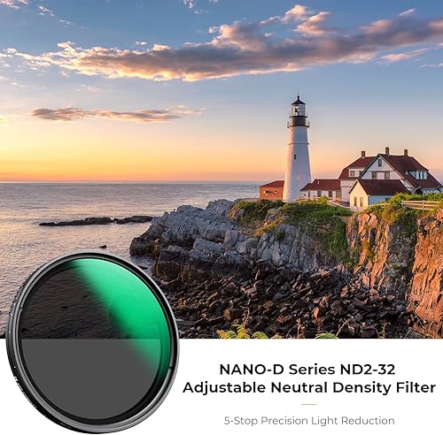 K&F Concept Filtro Variabile ND2-32 (1-5 stop) di Vetro Ottico con Rivestimento Nano a 24 Strati per obiettivi 77mm(Serie Nano-D) - Fashionser
