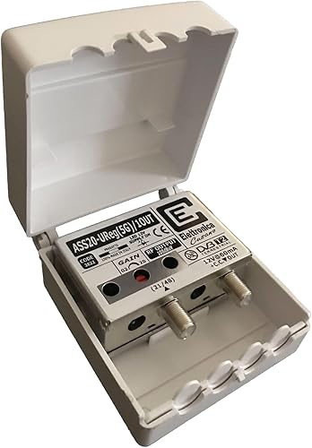 ASS20-UReg(5G)/1OUT - Amplificatore Antenna TV con Filtro 5G, Amplificatore Antenna da Palo, 1 Ingresso UHF, Guadagno 20dB, Amplificatore Antenna 1 Uscita, Tele-Alimentazione 12 Volt, Made in Italy - Fashionser