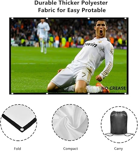 Schermo del Proiettore da 120 Pollici, Schermo del Proiettore Portatile con Schermo Hd 16: 9 4K Per Ufficio del Cinema Home Theater Scuola, Schermo Proiettore Pieghevole 271 cmX 155 cm Widescreen - Fashionser