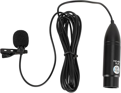 Microfono da Bavero Cardioide Alimentazione Phantom 48V, Riduzione del Rumore Omnidirezionale Microfono Mono XLR a 3 Pin per Registrazione, Intervista con Materiale in Lega di - Fashionser