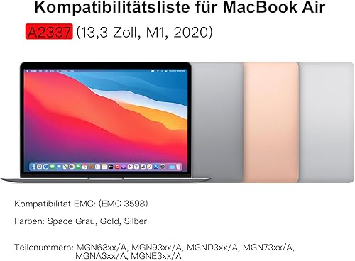 (grigio spazio) per MacBook Air A2337 (13 pollici, M1, 2020) EMC 3598 risoluzione retina 2560 x 1600 completo CFCC Display LED LCD set A+++ - Fashionser
