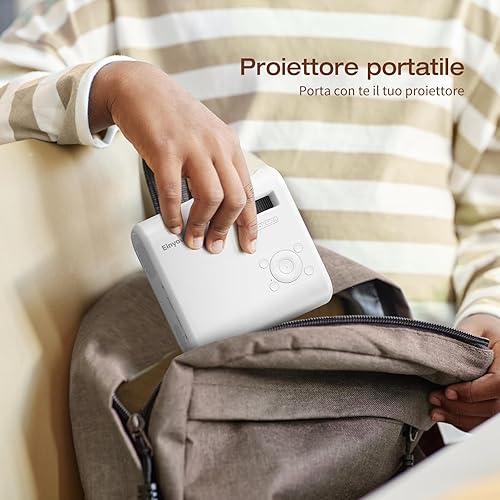 Mini Proiettore Portatile Videoproiettore 4k - Proiettore da 15000 Lux Supporta Mirroring Dello Schermo Cablato, Compatibile con TV Stick/iOS - Fashionser