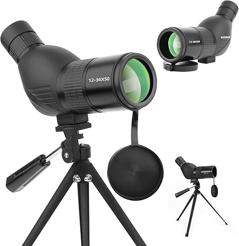 Cannocchiale, telescopio impermeabile con treppiede con prisma BAK4, adattatore per telefono, per il tiro al bersaglio l'osservazione degli uccelli e la caccia alla fauna selvatica (75green) - Fashionser