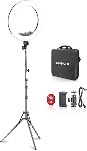 Neewer LED Luce dell’Anello Bicolore da 45cm con Display LCD e Supporto per Batteria,Supporto da Max 157cm e Borsa da Tasporto per Ripresa di Trucco dal vivo e Ripresa di Selfie Video YouTube - Fashionser