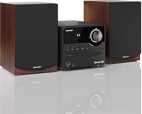 SHARP XL-B512 (BR) - Sistema audio stereo (45 Watt, radio con sintonizzatore FM, Bluetooth), colore: marrone - Fashionser