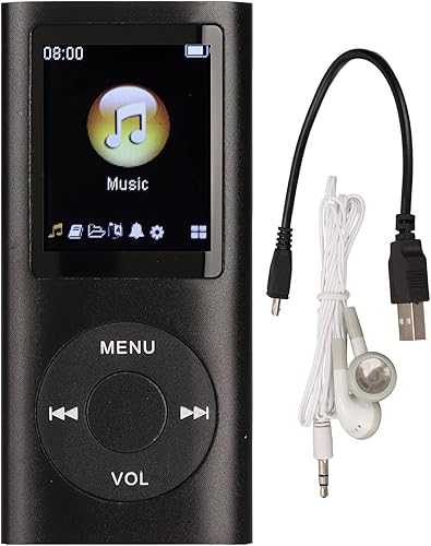 Lettore MP3, Lettore Musicale con Porta Mini USB per Schermo LCD da 1,8 Pollici, Registratore Vocale Digitale Classico Sottile con Radio FM, Supporta Fino a 64 GB (Nero) - Fashionser