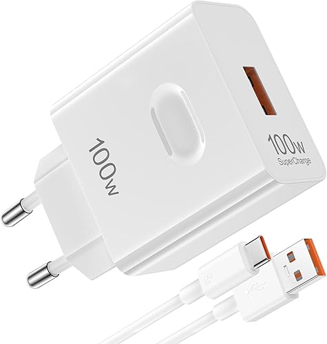 100W SuperCharge Caricabatterie per HONOR 400 200 Pro 200 Lite Magic6 Magic7 6 5 4 3 Lite Magic7 Pro,100W Caricatore Rapido con 6A Cavo USB C 1M per HONOR X9c X8c X8b X8a X7b X6b X9b X9a 400 90 70Lite - Fashionser