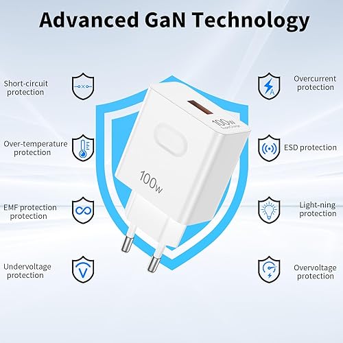 100W SuperCharge Caricabatterie per HONOR 400 200 Pro 200 Lite Magic6 Magic7 6 5 4 3 Lite Magic7 Pro,100W Caricatore Rapido con 6A Cavo USB C 1M per HONOR X9c X8c X8b X8a X7b X6b X9b X9a 400 90 70Lite - Fashionser